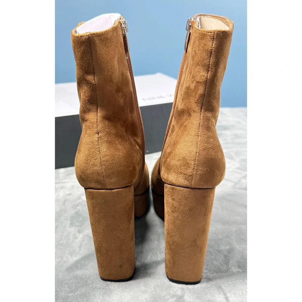 Nine West Kerri2 Boots Womens 9.5 Brown Suede Platform Heel Ankle